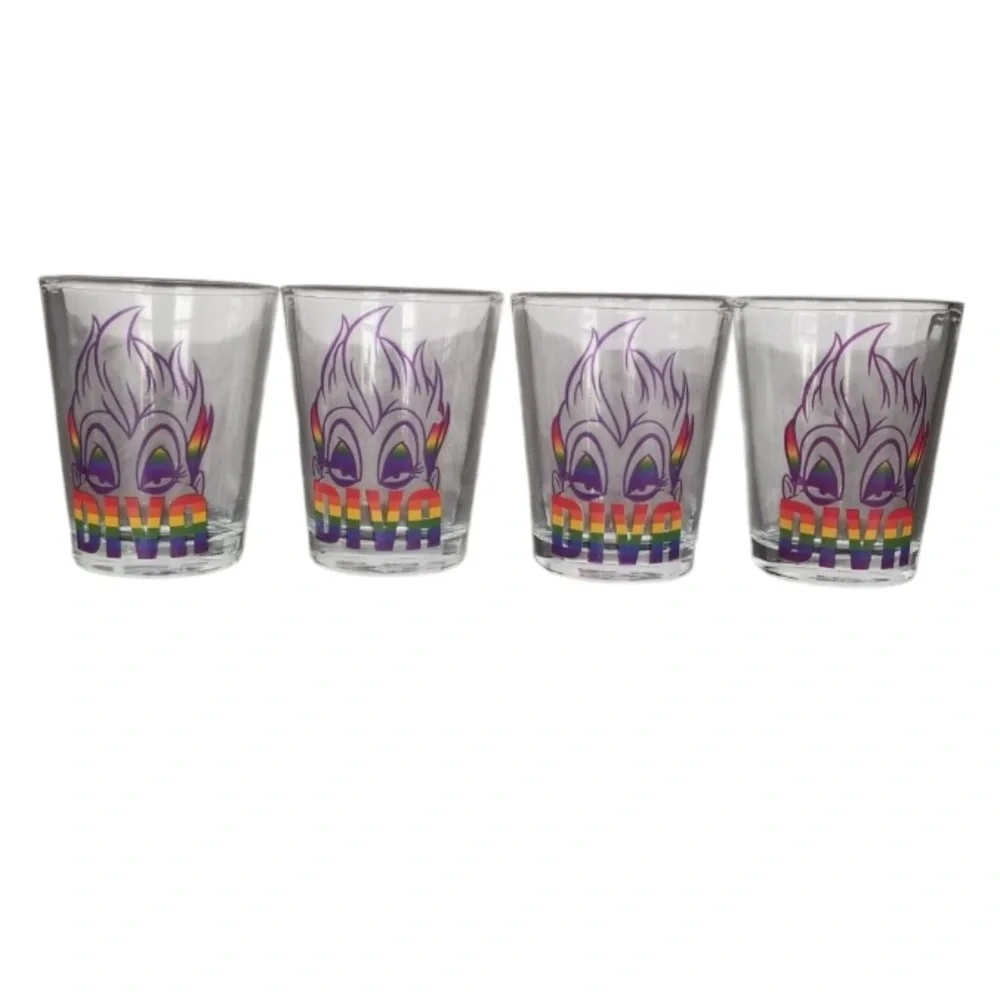 Disney Villain Ursula Shot Glass Set of Four Rainbow Collection Limited Edition
